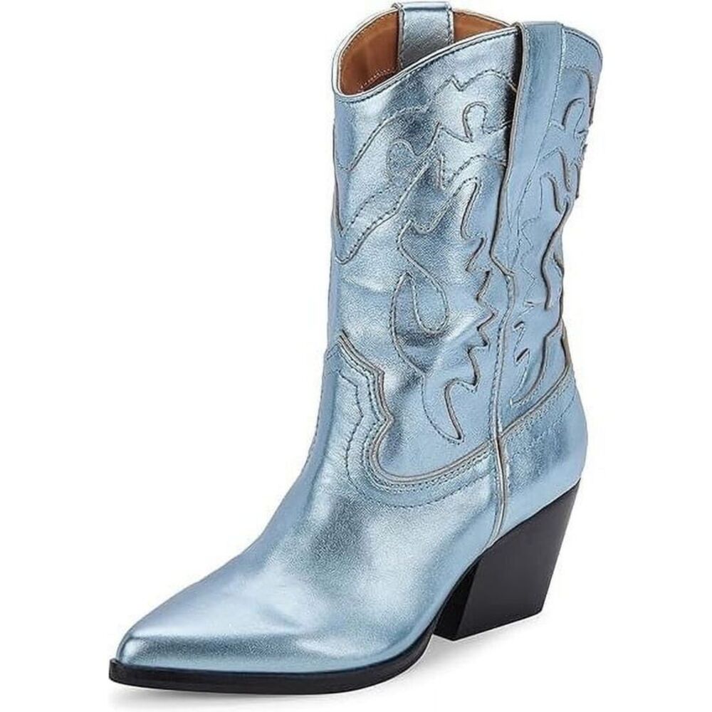 DOLCE VITA Womens Light Blue Pull-Tabs Landen Leather Western Boot 6